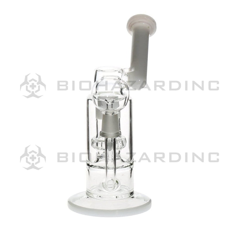 Biohazard Inc Glass Dab Rig 8" Showerhead Sidecar Dab Rig 14mm - White