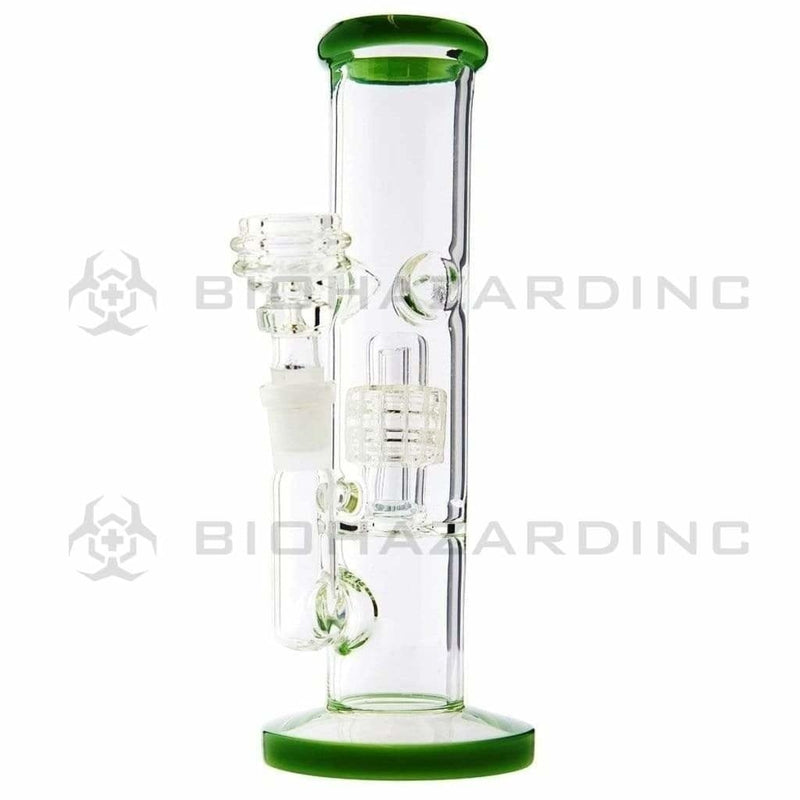 Biohazard Inc Glass Bong 8" Stemless Straight Bong w/ Grid Dome Perc - Green