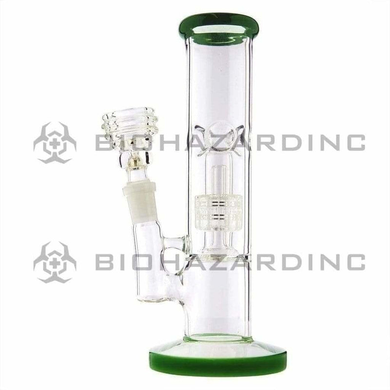 Biohazard Inc Glass Bong 8" Stemless Straight Bong w/ Grid Dome Perc - Green