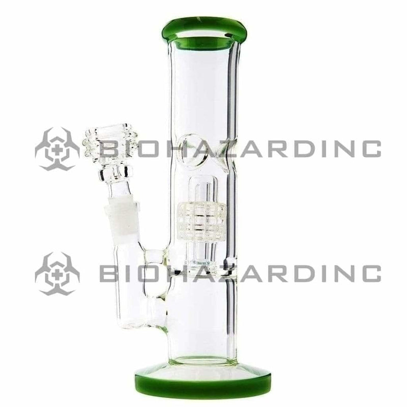 Biohazard Inc Glass Bong 8" Stemless Straight Bong w/ Grid Dome Perc - Green