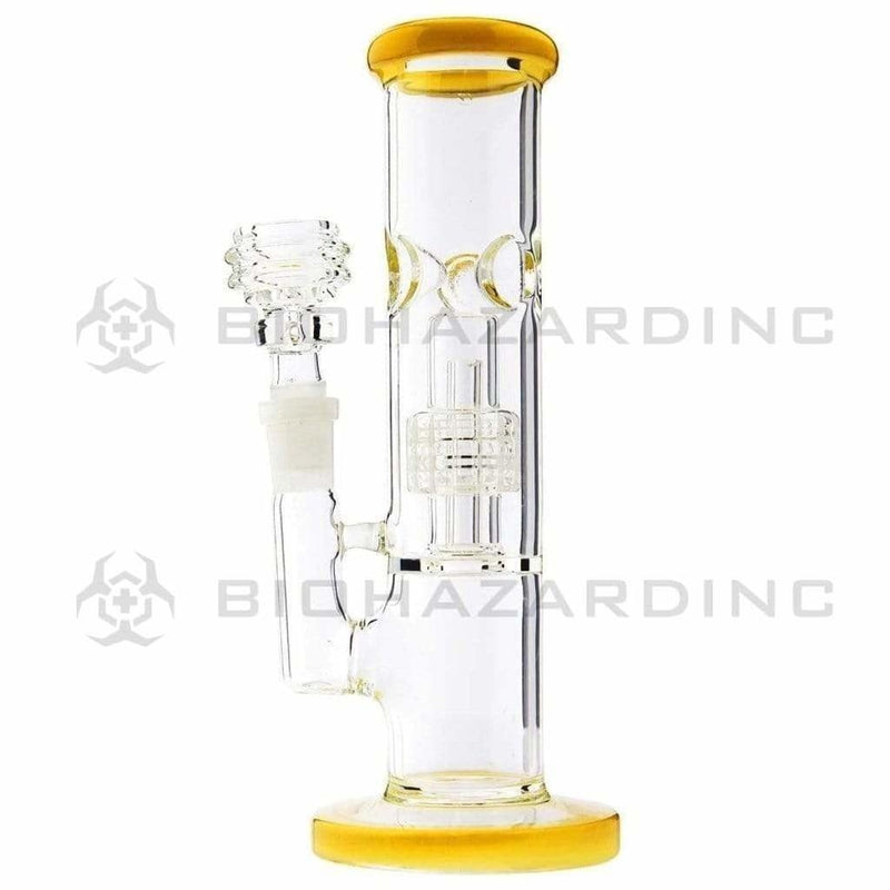 Biohazard Inc Glass Dab Rig 8" Stemless Straight Bong w/ Grid Dome Perc - Jade Yellow