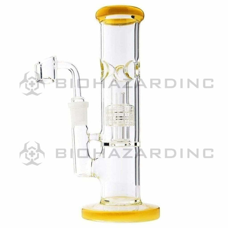 Biohazard Inc Glass Dab Rig 8" Stemless Straight Bong w/ Grid Dome Perc - Jade Yellow