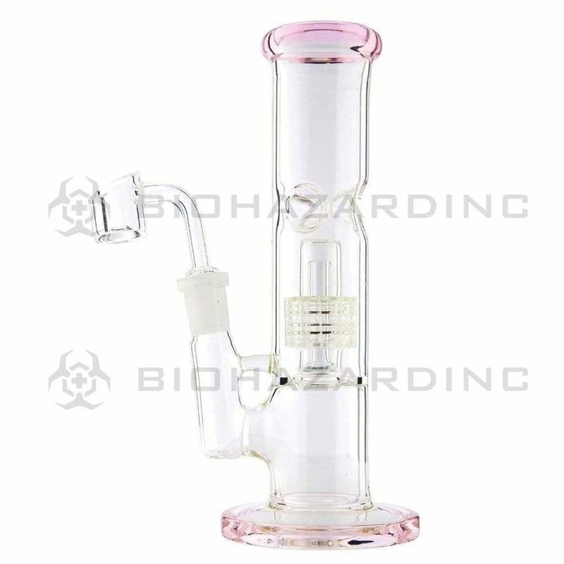 Biohazard Inc Glass Dab Rig 8" Stemless Straight Bong w/ Grid Dome Perc - Pink