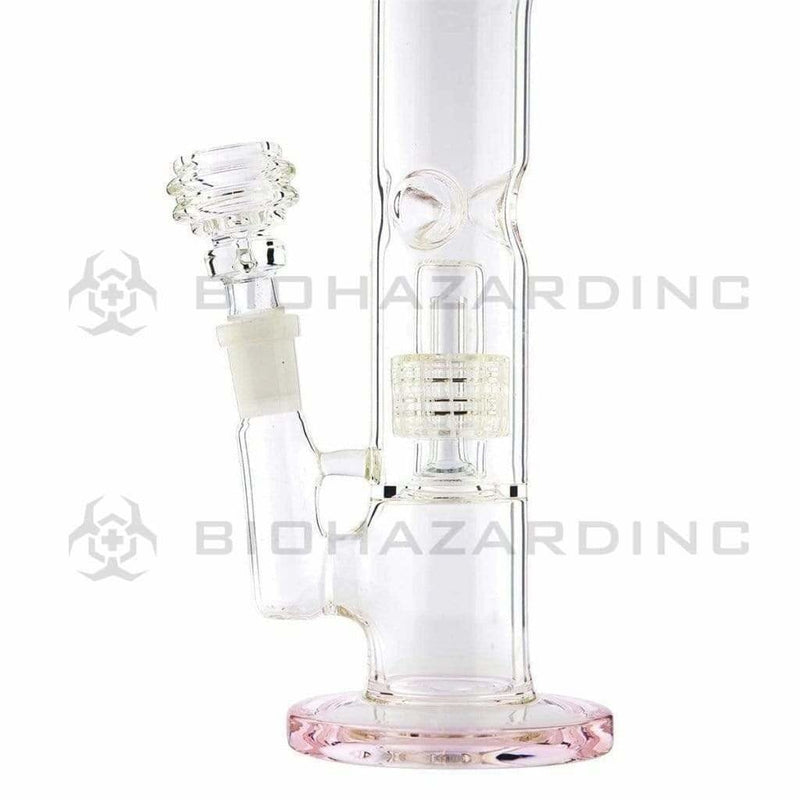 Biohazard Inc Glass Dab Rig 8" Stemless Straight Bong w/ Grid Dome Perc - Pink