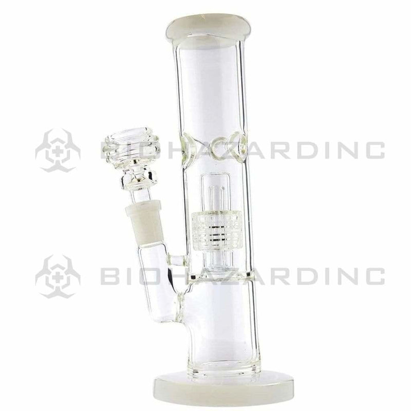 Biohazard Inc Glass Dab Rig 8" Stemless Straight Bong w/ Grid Dome Perc - White