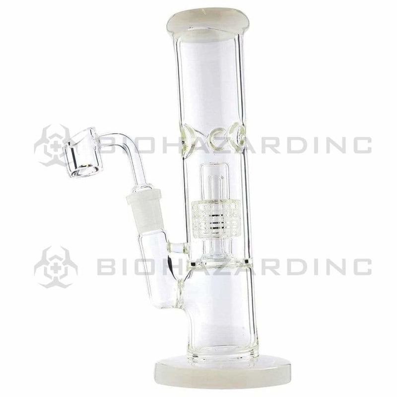 Biohazard Inc Glass Dab Rig 8" Stemless Straight Bong w/ Grid Dome Perc - White