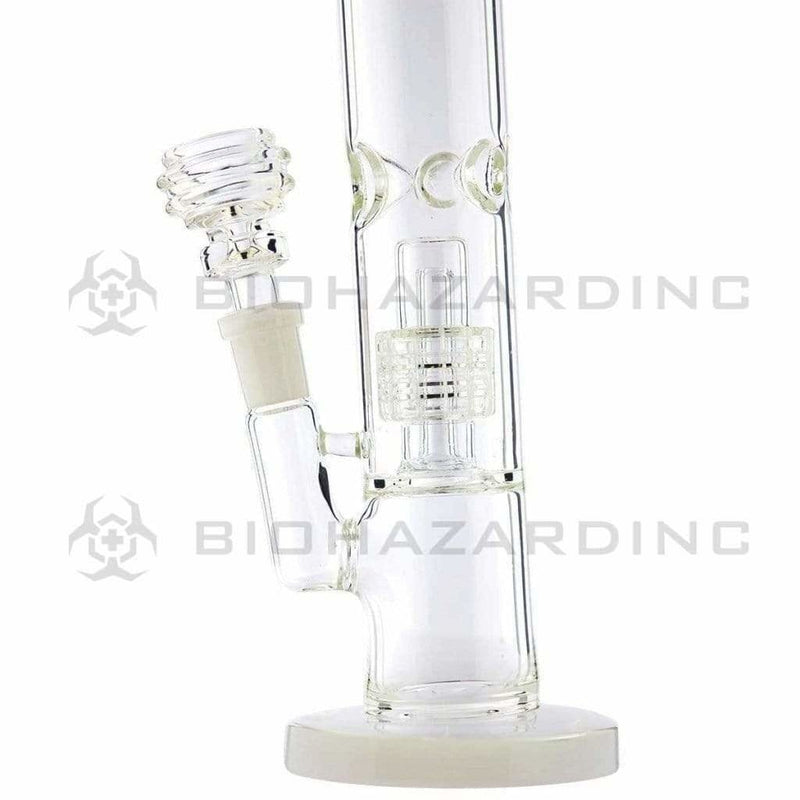 Biohazard Inc Glass Dab Rig 8" Stemless Straight Bong w/ Grid Dome Perc - White