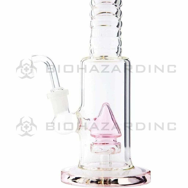 Biohazard Inc Glass Dab Rig 8" Straight Dab Rig w/ Cone Perc & Banger - Pink