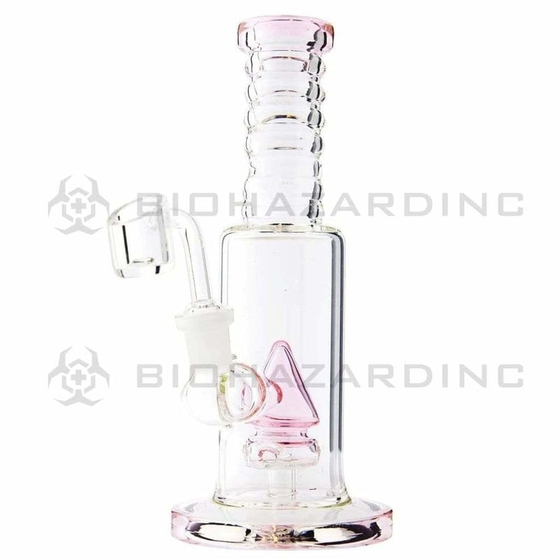 Biohazard Inc Glass Dab Rig 8" Straight Dab Rig w/ Cone Perc & Banger - Pink