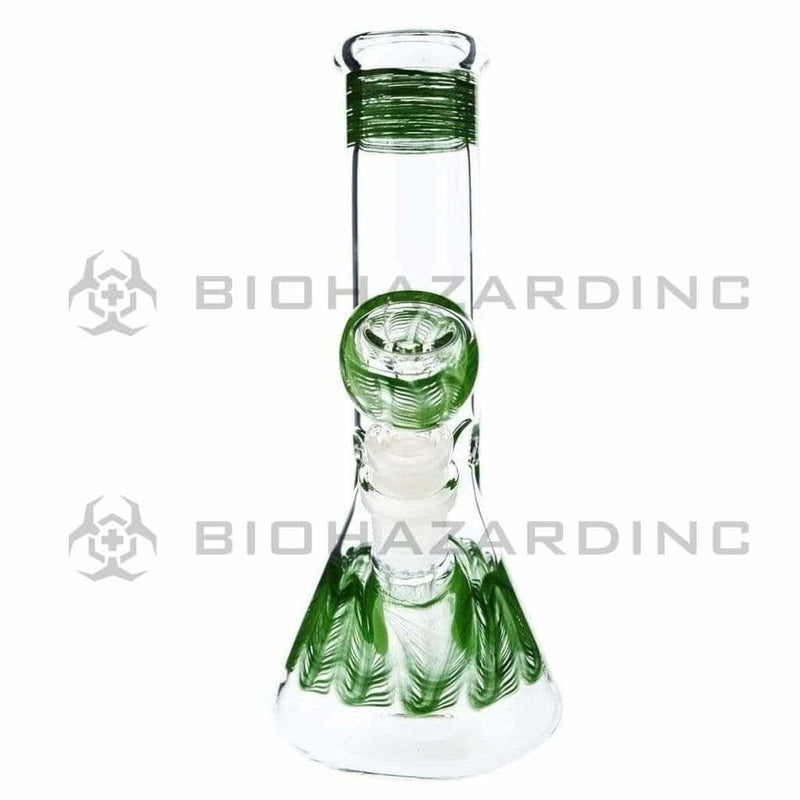 Biohazard Inc Glass Bong 8" Wrap & Rake Beaker Bong w/ Ice Pinch - Green