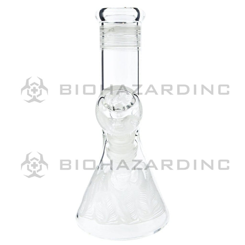 Biohazard Inc Glass Bong 8" Wrap & Rake Beaker Bong w/ Ice Pinch - White