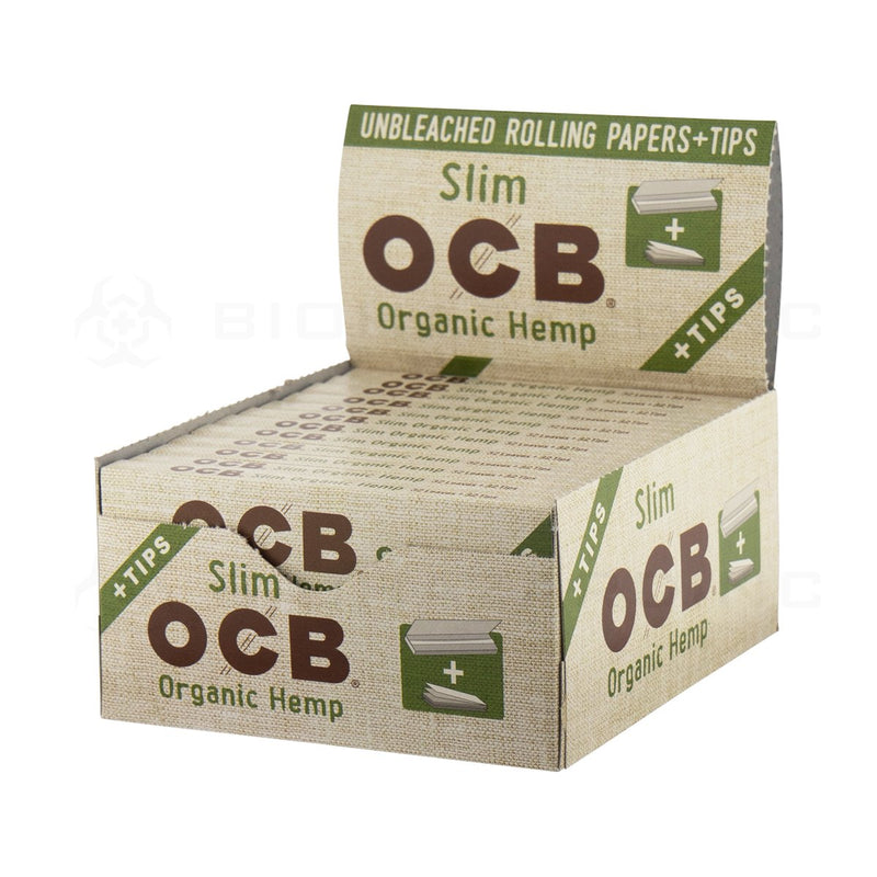 OCB® | Organic Hemp King Slim Rolling Papers with Tips | 24 Count