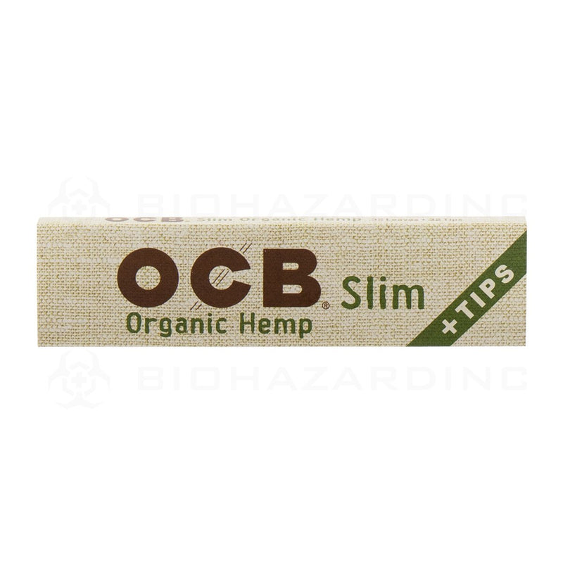 OCB® | Organic Hemp King Slim Rolling Papers with Tips | 24 Count