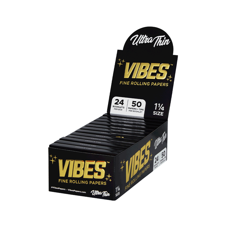 VIBES™ | Fine Rolling Papers 1¼ Ultra Thin + Tips | 50 CT