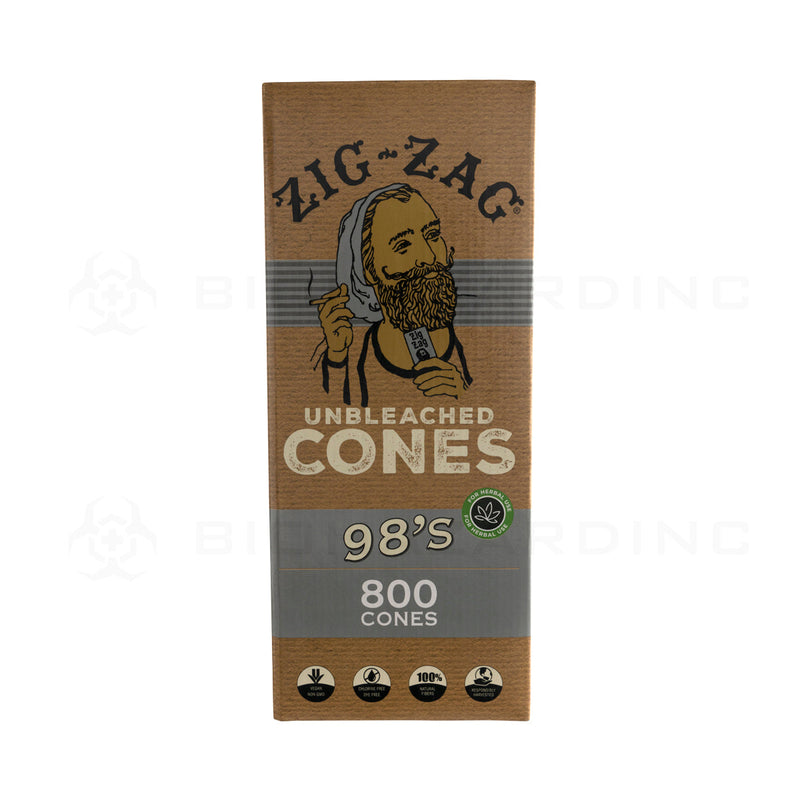 Zig-Zag® | 98's Pre-Rolled Cones | 98mm - Unbleached Brown - 800 Count - wholesale weed stuff