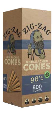 Zig-Zag® | 98's Pre-Rolled Cones | 98mm - Unbleached Brown - 800 Count - wholesale weed stuff