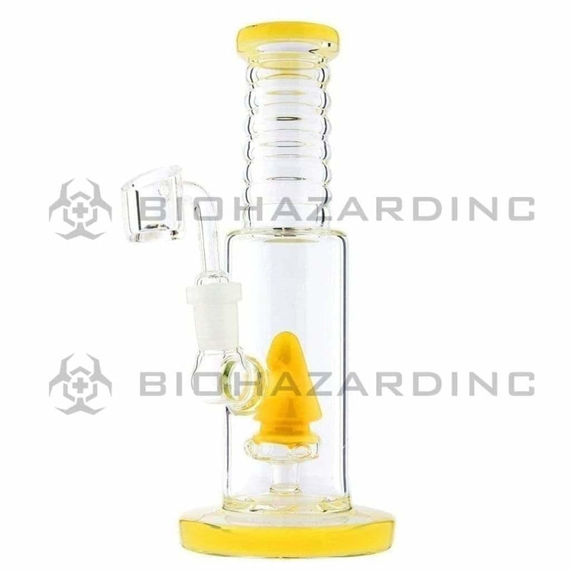 Biohazard Inc Glass Dab Rig 8"Straight Dab Rig w/ Cone Perc & Banger - Caramel