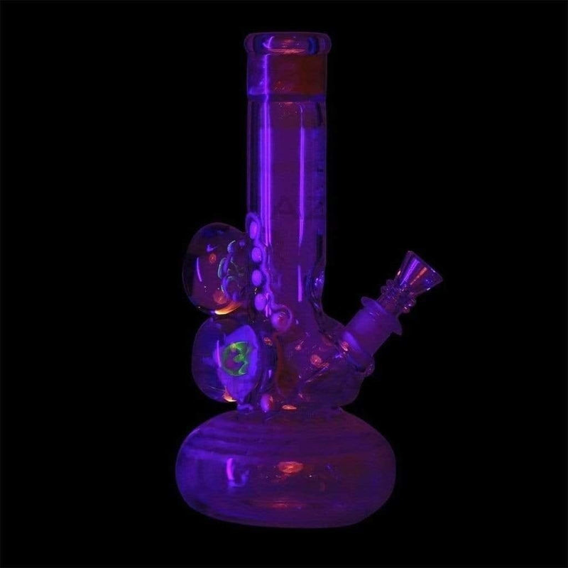 Bio Glass Glass Bong 9" BIO 3 Marble Bubble Bottom Bong - Pink W/ Illuminati