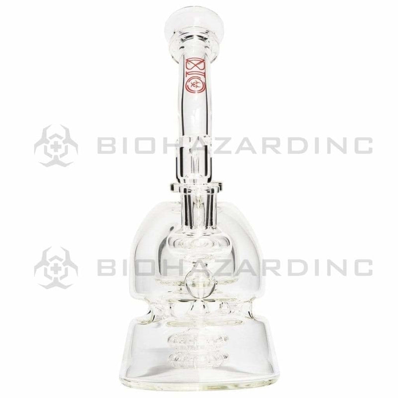 Bio Glass Glass Dab Rig 9" BIO METRIX Double Showerhead Rig - Red