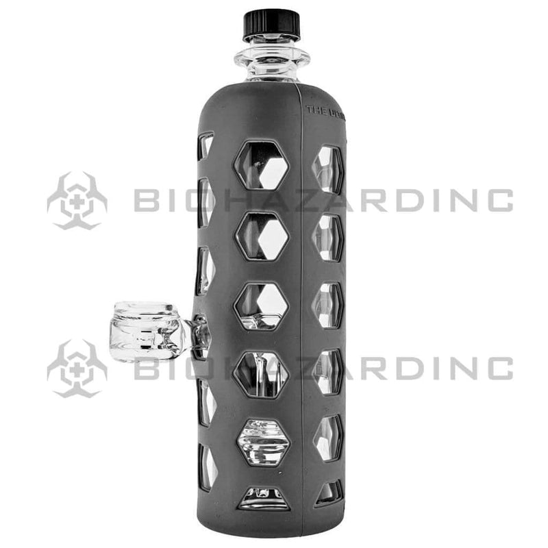 Pure Glass Glass Bong 9" PURE Water Bottle Mini Jellyfish Perc - Grey Hydroguard Sleeve