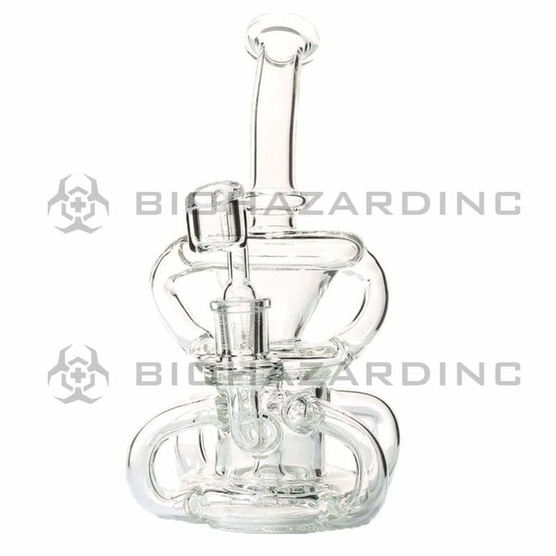 Biohazard Inc Glass Dab Rig 9" Showerhead / Recycler Banger Hanger w/ Banger - Clear