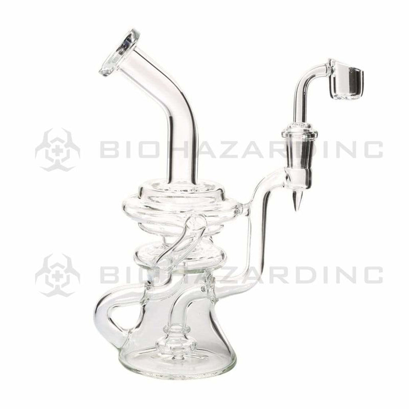 Biohazard Inc Glass Dab Rig 9" Showerhead / Recycler Banger Hanger w/ Banger - Clear