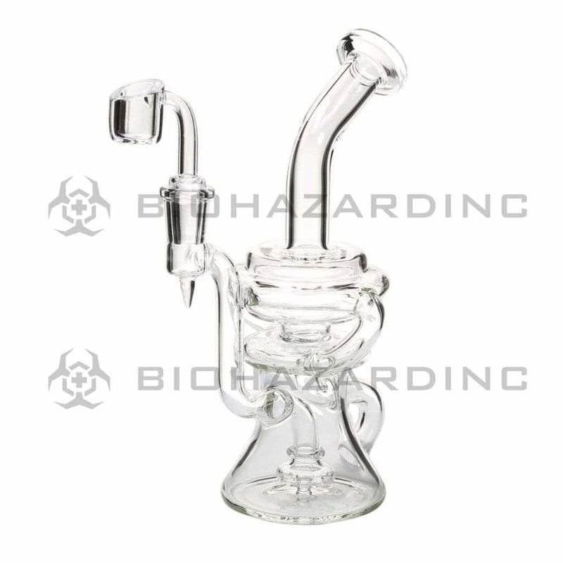 Biohazard Inc Glass Dab Rig 9" Showerhead / Recycler Banger Hanger w/ Banger - Clear