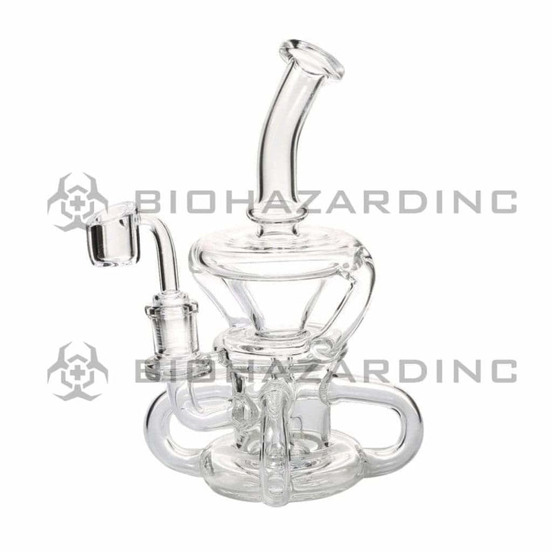 Biohazard Inc Glass Dab Rig 9" Showerhead / Recycler Banger Hanger w/ Banger - Clear