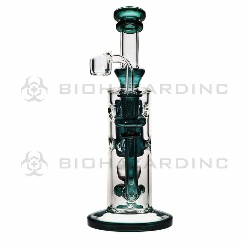 Biohazard Inc Glass Dab Rig 9" Showerhead / Swiss Banger Hanger w/ Banger - Lake Green