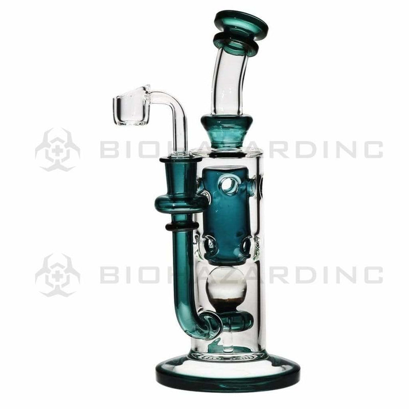 Biohazard Inc Glass Dab Rig 9" Showerhead / Swiss Banger Hanger w/ Banger - Lake Green