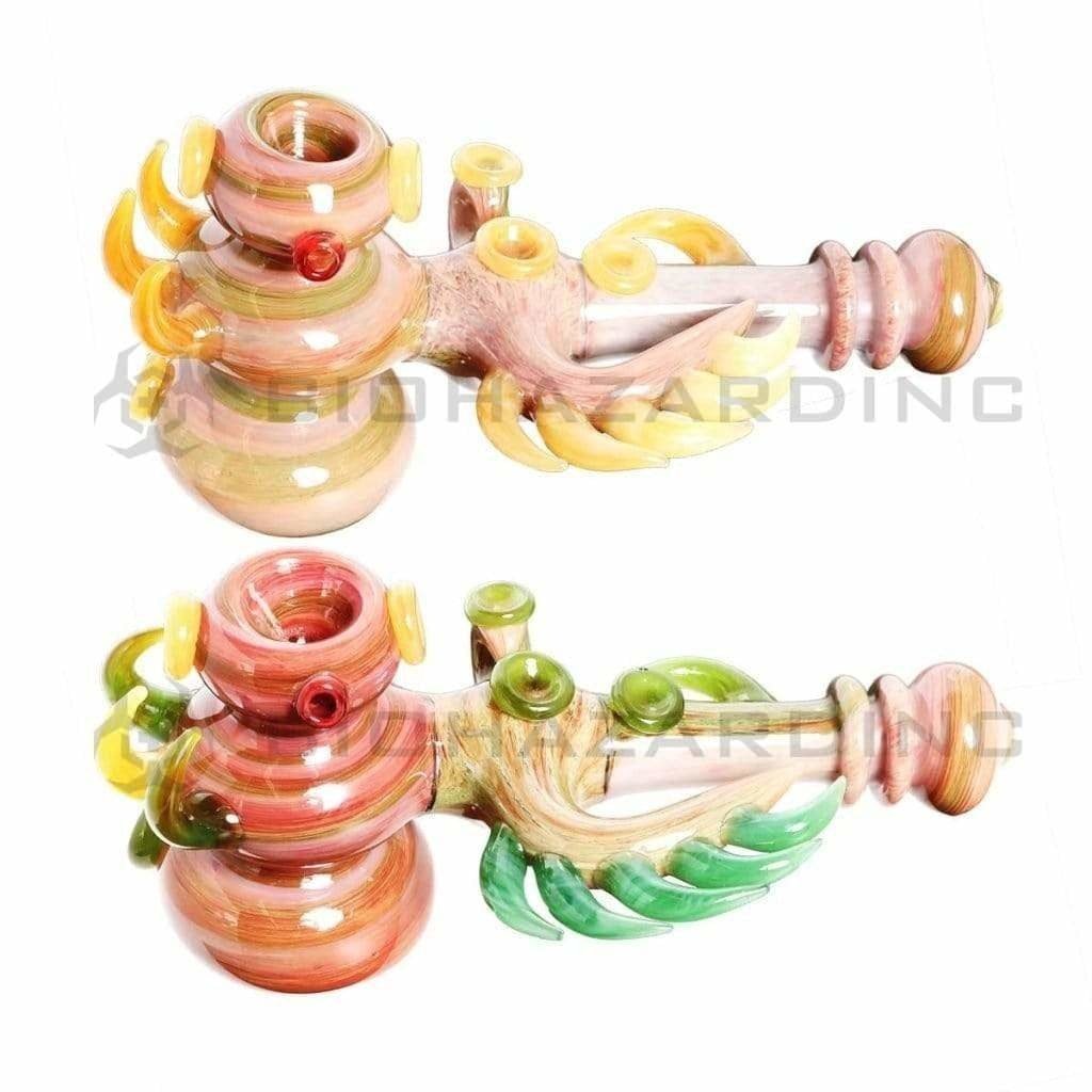 Biohazard Inc Glass Bubbler 9" Wing and Claws Marble Hammer Bubbler