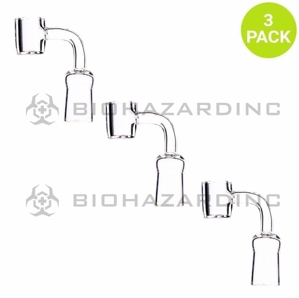 Biohazard Inc Quartz Banger 90 Degree Quartz Banger Flat Top 4mm Thick - Female 18mm - 3 Count