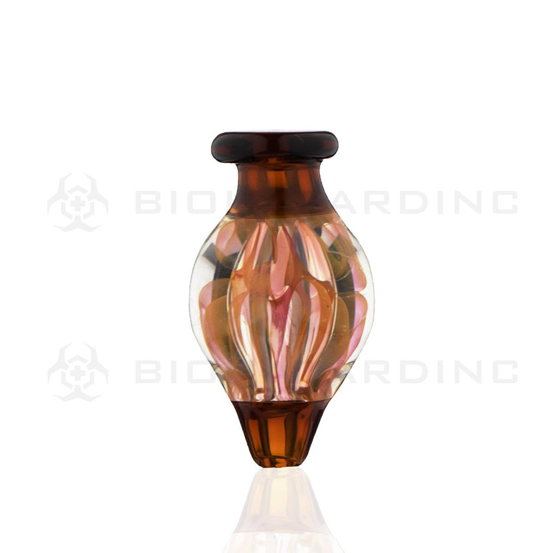 Snaked Glass Round Directional Carb Cap | Amber