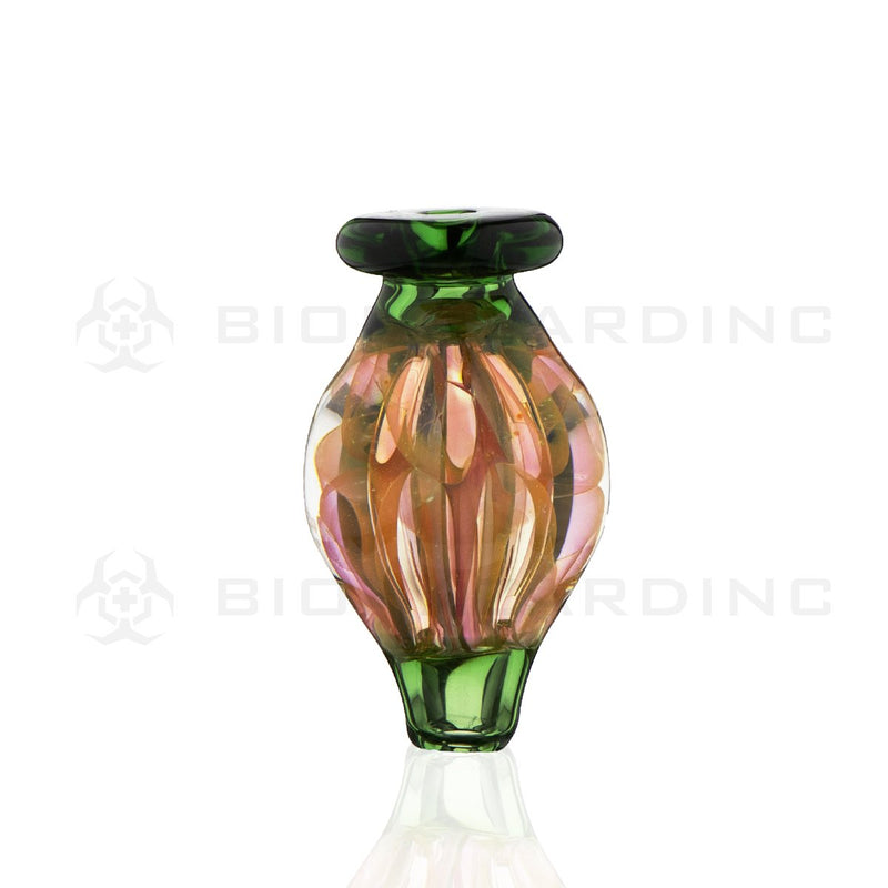 Snaked Glass Round Directional Carb Cap | Green