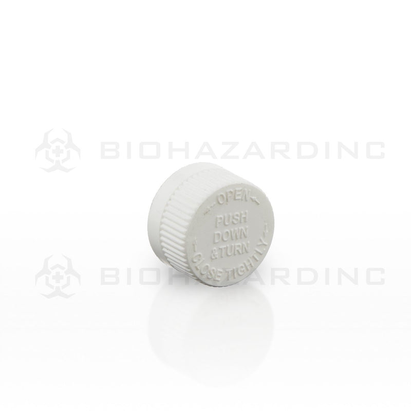 Matte White Plastic Polypropylene Caps | 20mm | Child Resistant