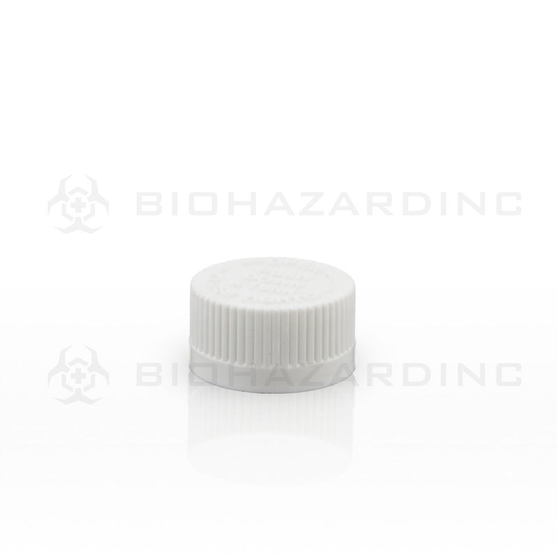 White Plastic Polypropylene Cap | 22mm | Child Resistant