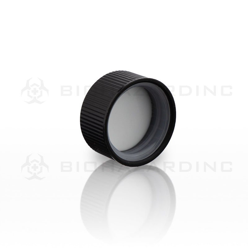 Black Embossed Plastic Caps | 28mm | Child Resistant