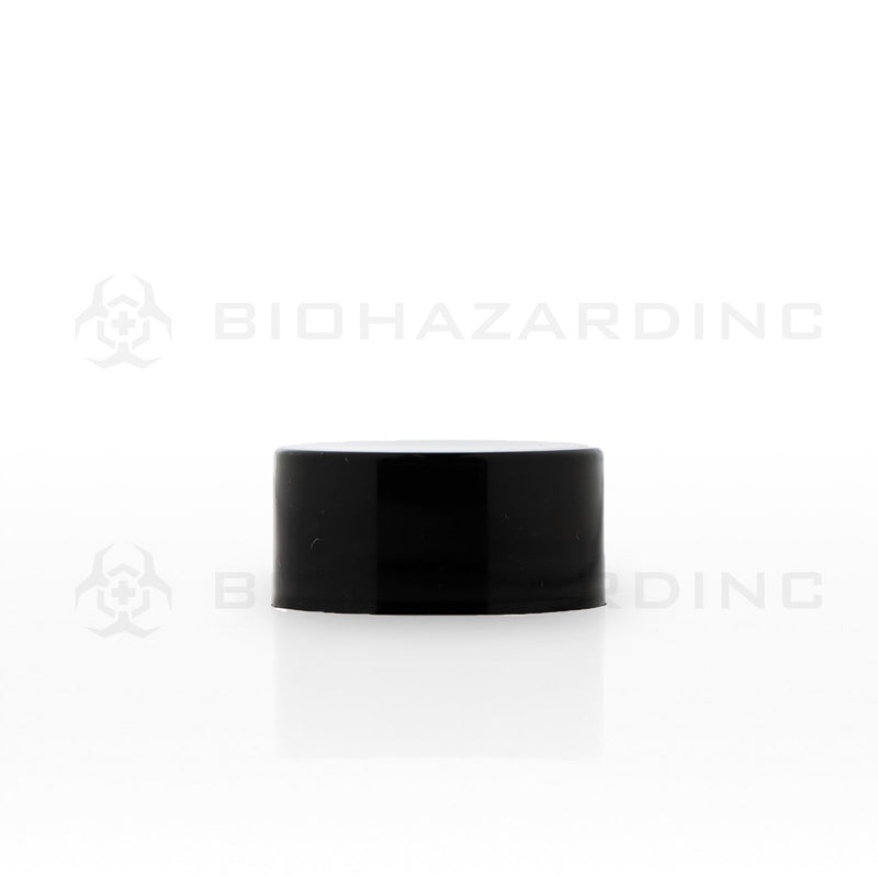 Black Gloss Smooth Skirt Plastic Cap | 28mm | Child Resistant