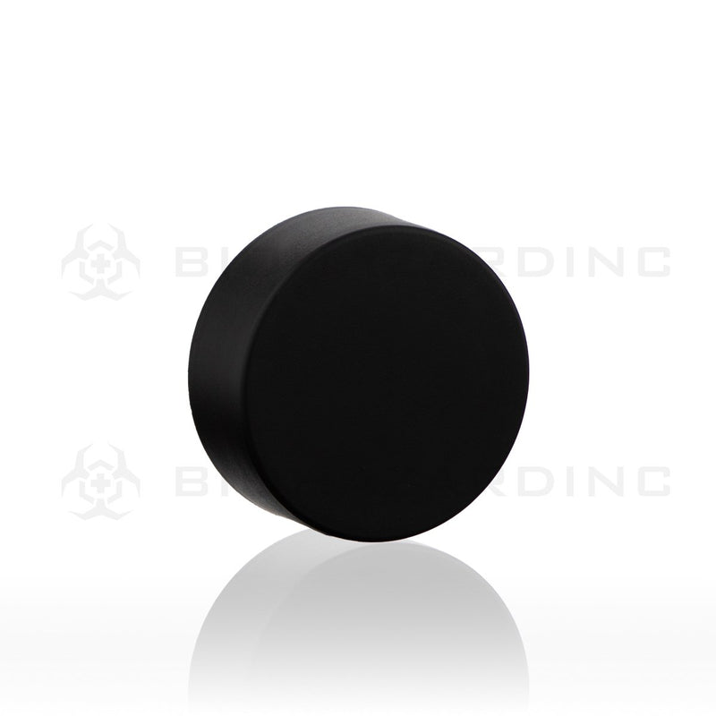 Matte Black Plastic Caps with Foil Liner | 38mm | Child Resistant