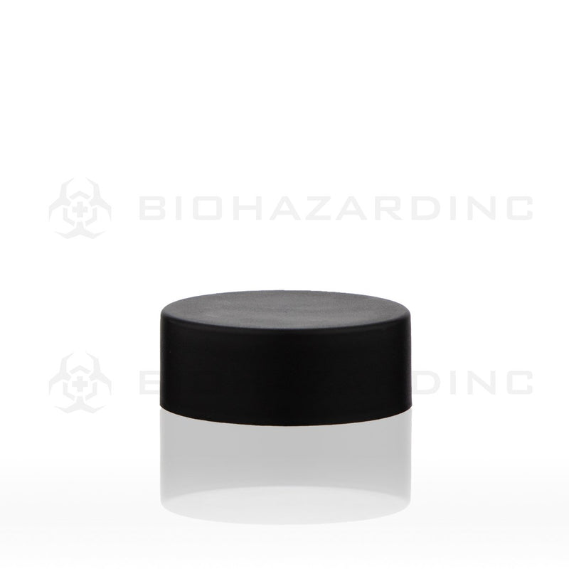 Matte Black Plastic Caps with Foil Liner | 38mm | Child Resistant