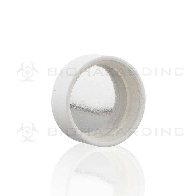 Matte White Plastic Caps with Foil Liner | 38mm | Child Resistant