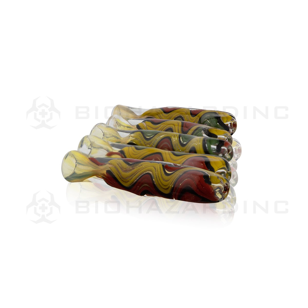 Fumed Glass Chillum with Rasta Swirl | 3.5 inch | Assorted Colors, 5 Pack