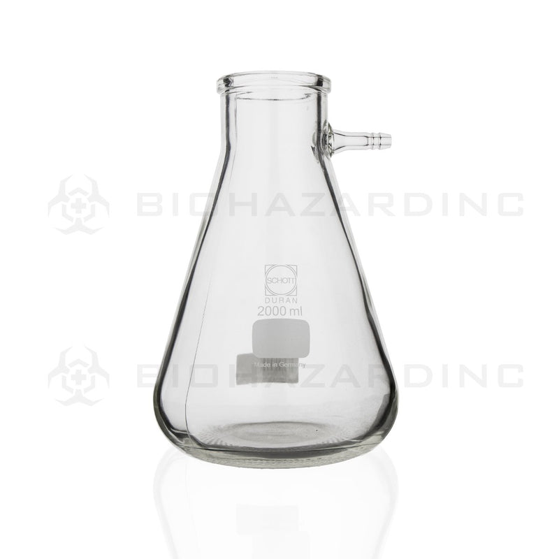 DURAN Filtering Flask - Erlenmeyer Shape w/ Glass Hose | 2,000mL