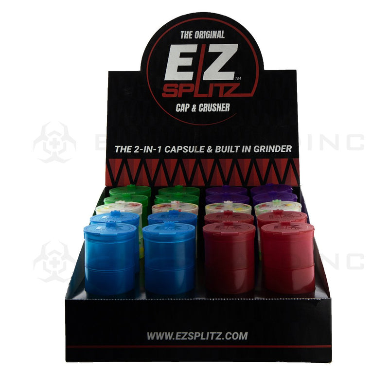 EZ Splitz Cap & Crusher | Pop Top Bottle & Built-in Grinder | 20 Count