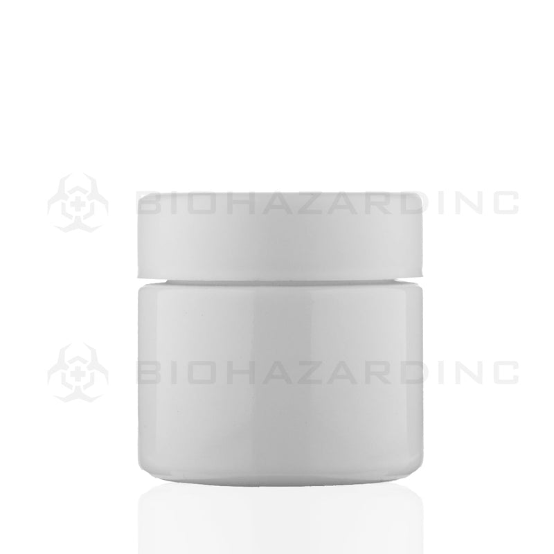 Child Resistant | Straight Sided Glass Jars w/ Flush Caps - Opaque White | Various Sizes