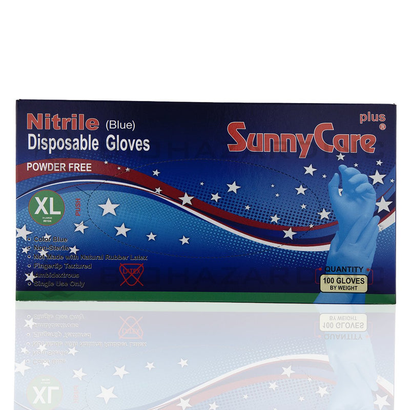 SunnyCare Nitrile Disposable Powder-Free Gloves | Extra Large | 100 Count