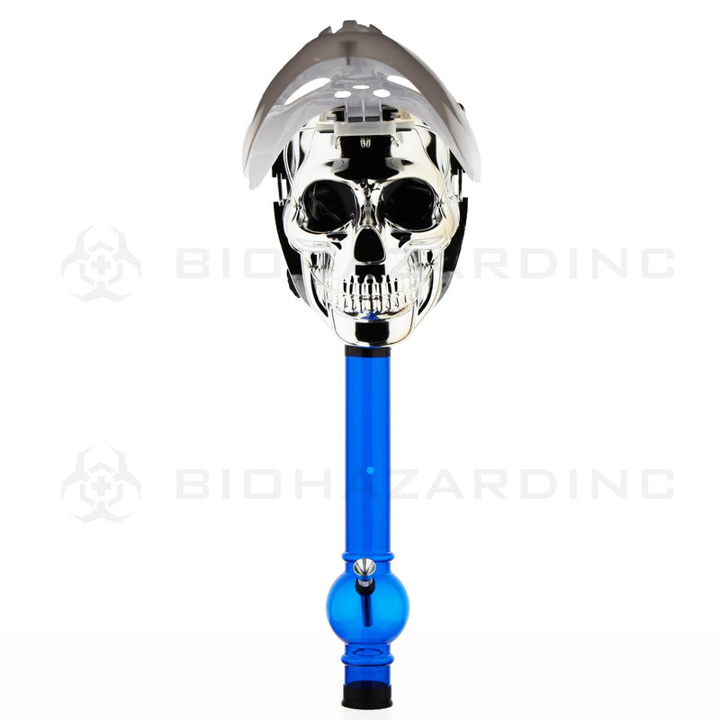 12" Acrylic Water Pipe with Hockey Mask and LED Lights | White