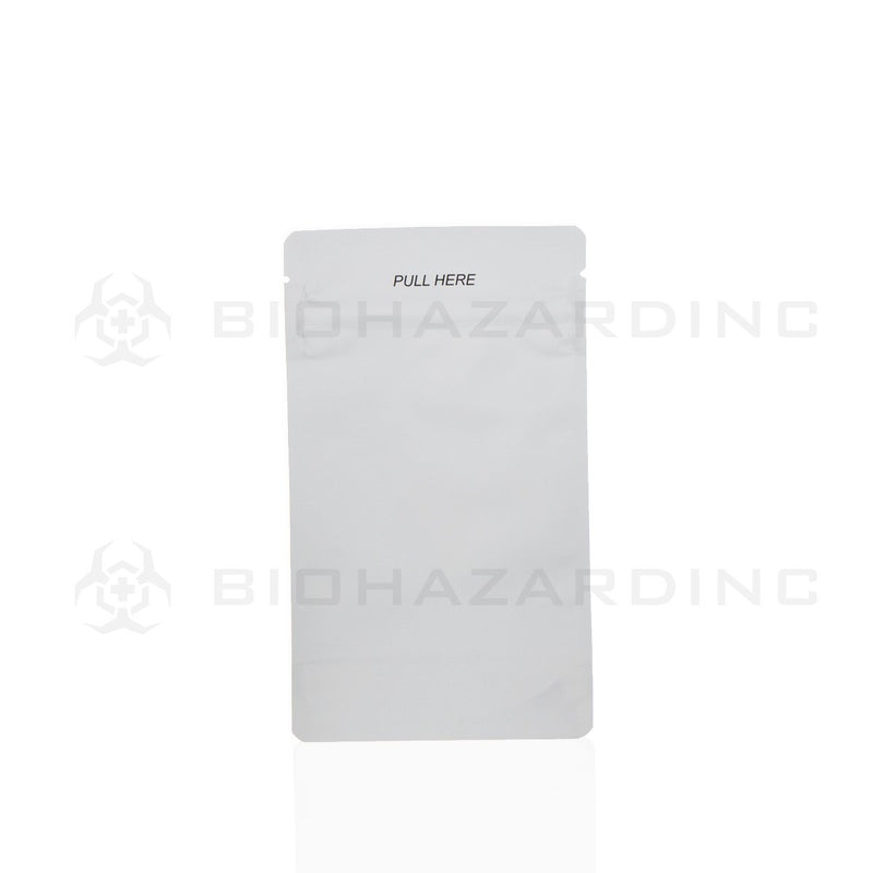 Matte White Mylar Bags | Child Resistant - 7 Gram - 250 Count | 4" x 6.5" - Tear Notch Precut