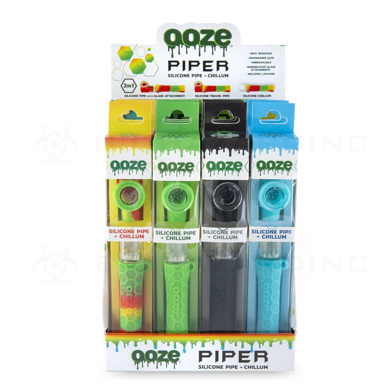 OOZE® | PIPER Silicone and Glass Hand Pipe Chillums Display Case | 12 Count