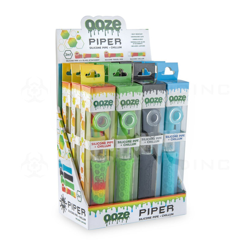 OOZE® | PIPER Silicone and Glass Hand Pipe Chillums Display Case | 12 Count